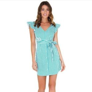BB Dakota Green/White Striped Peppermint Shirtdress Sz 2‎